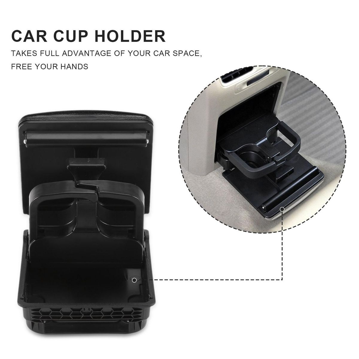 2018 Black Central Armrest Rear Cup Holder For Jetta 5 Golf 5 6 Rabbit EOS