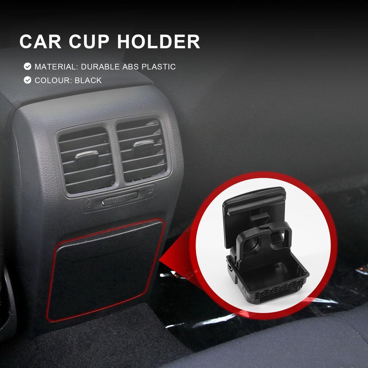 2018 Black Central Armrest Rear Cup Holder For Jetta 5 Golf 5 6 Rabbit EOS