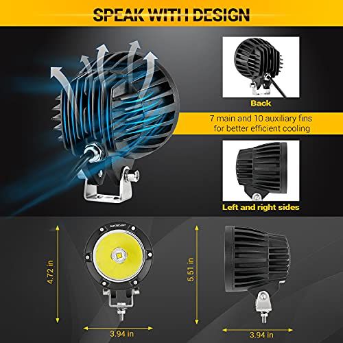 Auxbeam 4In 72W Round Led Offroad Light 2PCS 7200LM Spot Lig