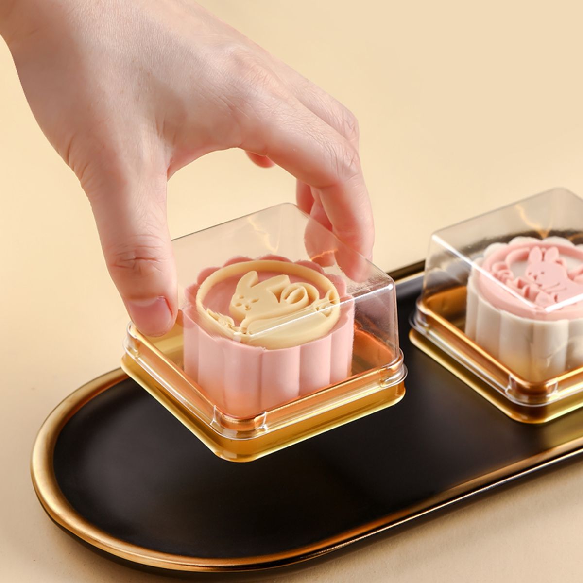 50Pcs Moon Cake Box Easy To Carry Cake Box Golden