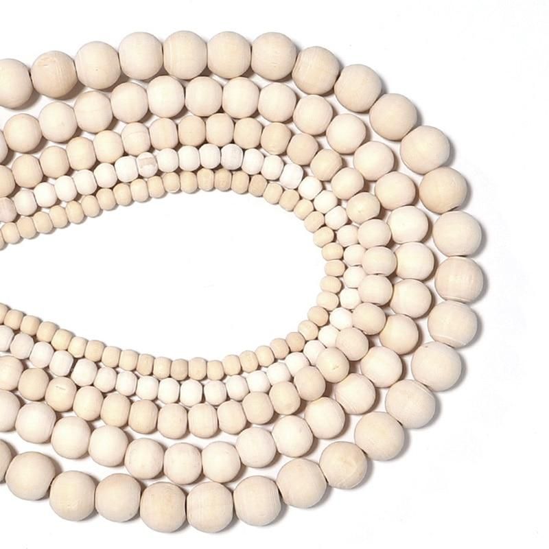 1 Strand/Lot Natural Wooden Beads for Jewelry Making Accessories Round Loose Spacer Beads Wood Pearl Balls Charms DIY Bracelet