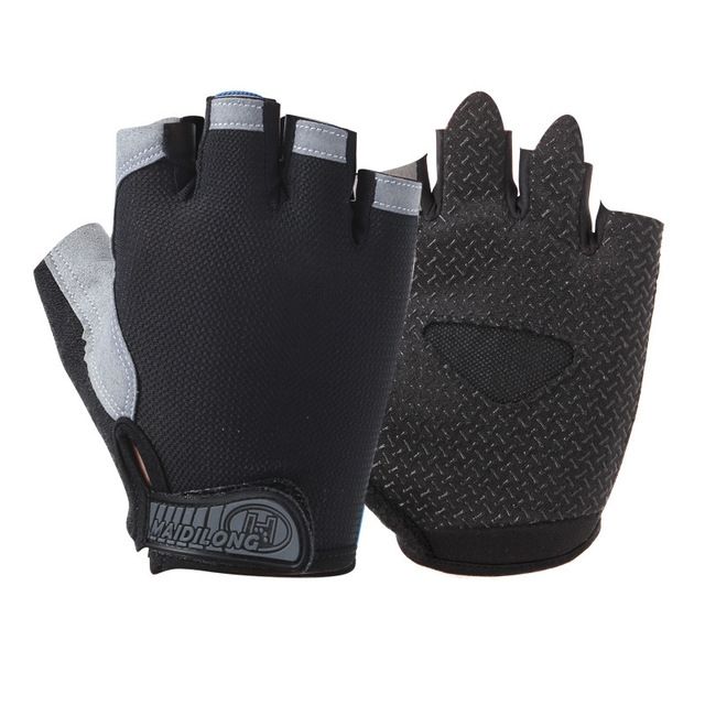 Summer Men Women Fitness Gloves Gym Weight Lifting Cycling Yoga Training Thin Breathable Antiskid Half Finger Gloves, Size:L(Black)