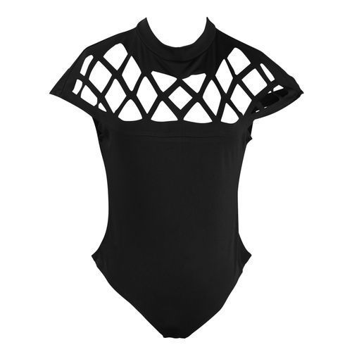 Women Ladies Sexy Long Sleeve Hollow Out Bodysuit Bodycon Bandage Jumpsuit Tops(#White)