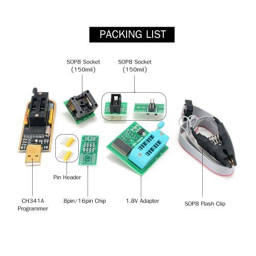 CH341A USB Programmer Kit With SOP8 Clip EEPROM Burner BIOS