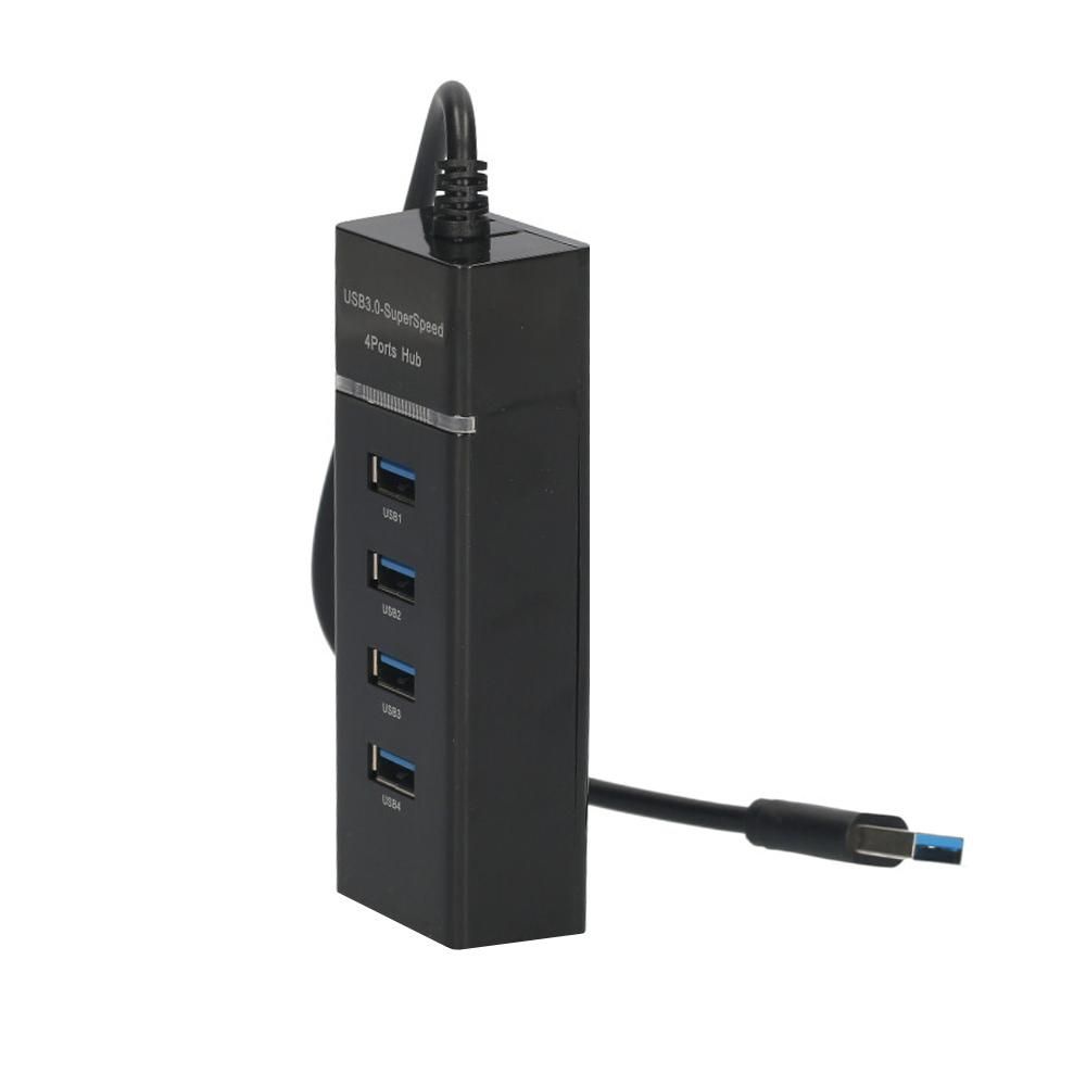 4-in-1 High-speed USB3.0 Hub USB3.0 Converter Support USB Fan Mouse Keyboard Mobile Hard Disk U Disk for PC Laptop Black