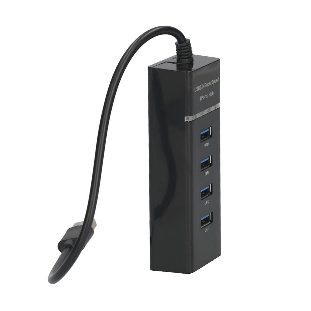 4-in-1 High-speed USB3.0 Hub USB3.0 Converter Support USB Fan Mouse Keyboard Mobile Hard Disk U Disk for PC Laptop Black