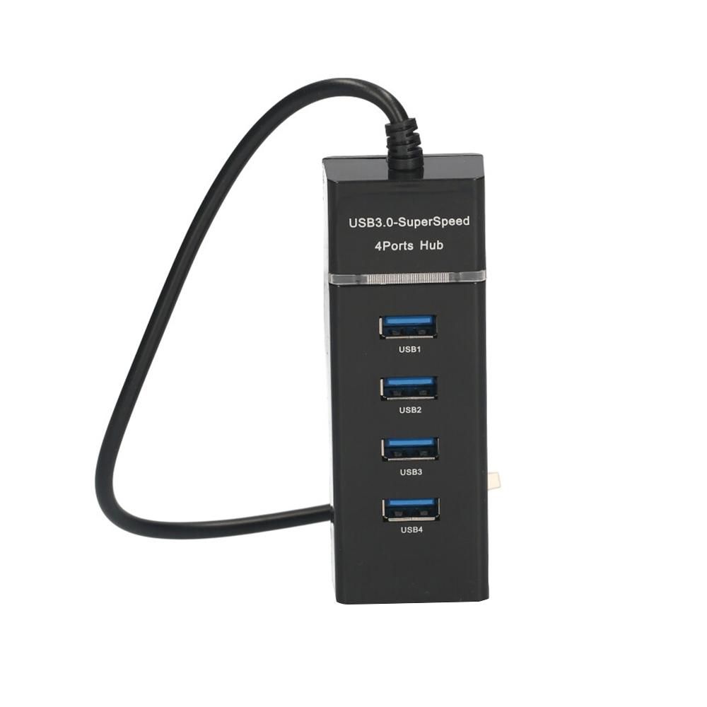 4-in-1 High-speed USB3.0 Hub USB3.0 Converter Support USB Fan Mouse Keyboard Mobile Hard Disk U Disk for PC Laptop Black