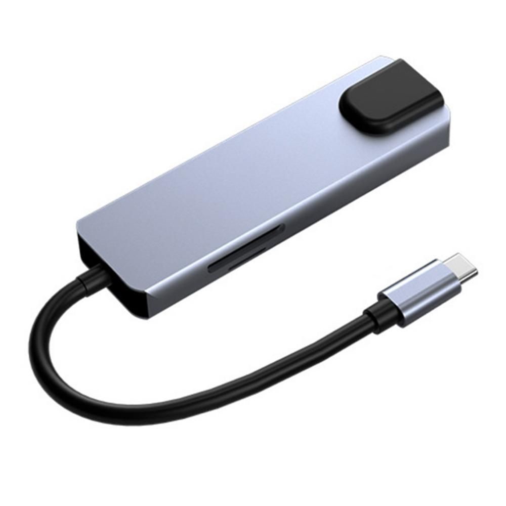 6-in-1 Type-C Hub Multifunctional Type-C Converter Aluminum Alloy Shell with 100M RJ45 HD USB3.0 PD Ports SD TF Card Slots