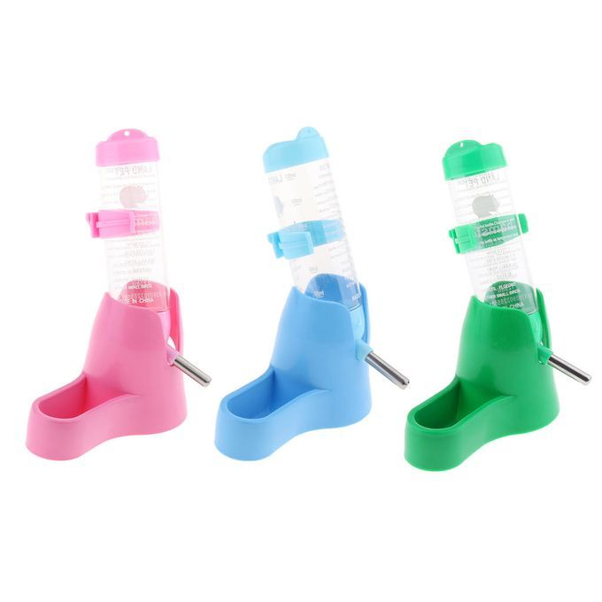 3 IN 1 Automatic Pet Feeder Hamster Bowls Water Bottles Dispenser Pink