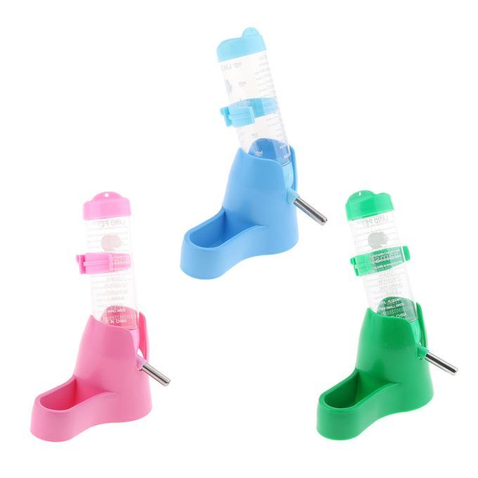 3 IN 1 Automatic Pet Feeder Hamster Bowls Water Bottles Dispenser Pink