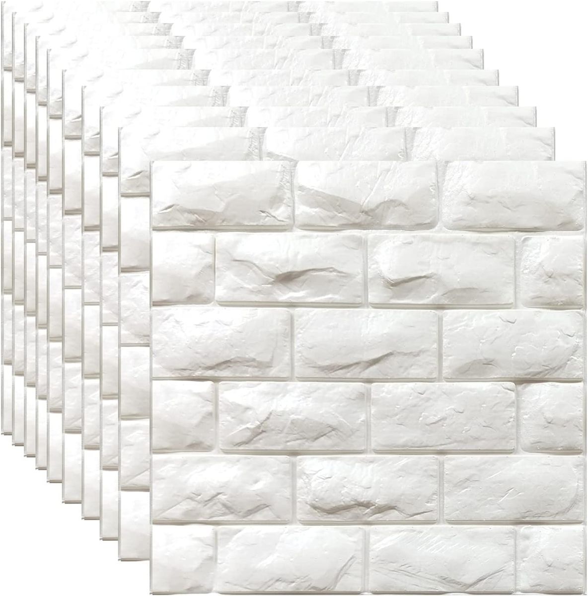 White 3D PE Thick Stone Wallpaper Stickers Self-adhesive