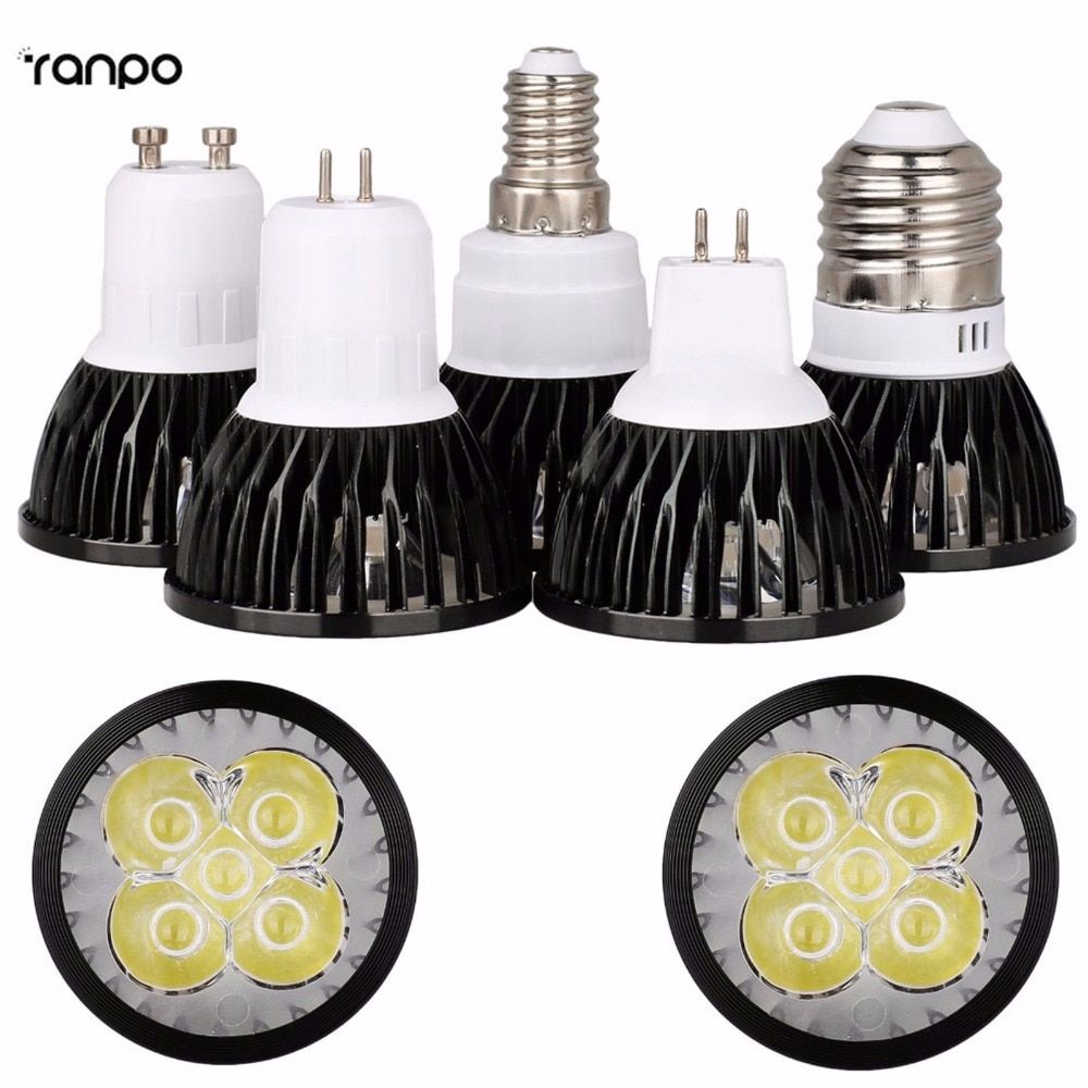 Black LED Spotlight E26 E27 E14 GU10 MR16 GU5.3 6W 8W 10W Lamp Bulb Lighting AC 85-265V