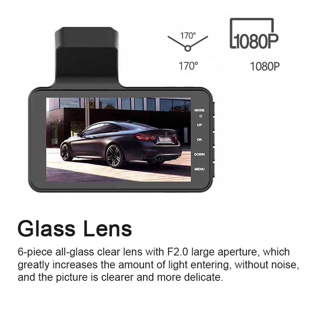 1080P DVR Dash Camera 4 Inch Car Dashcam Driving Recorder 170° Wide Angle with Touchscreen Support Night-Vision Loop Recording Motion Detection Reversing Picture