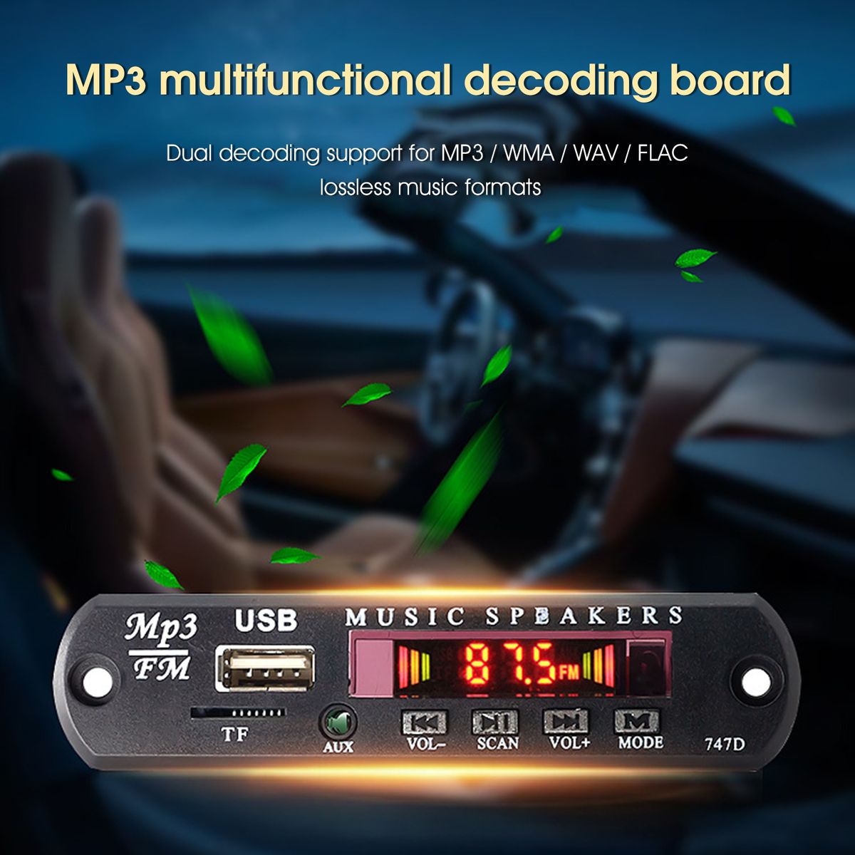 MP3 Decoder Board   LCD Display Bluetooth-compatible Black