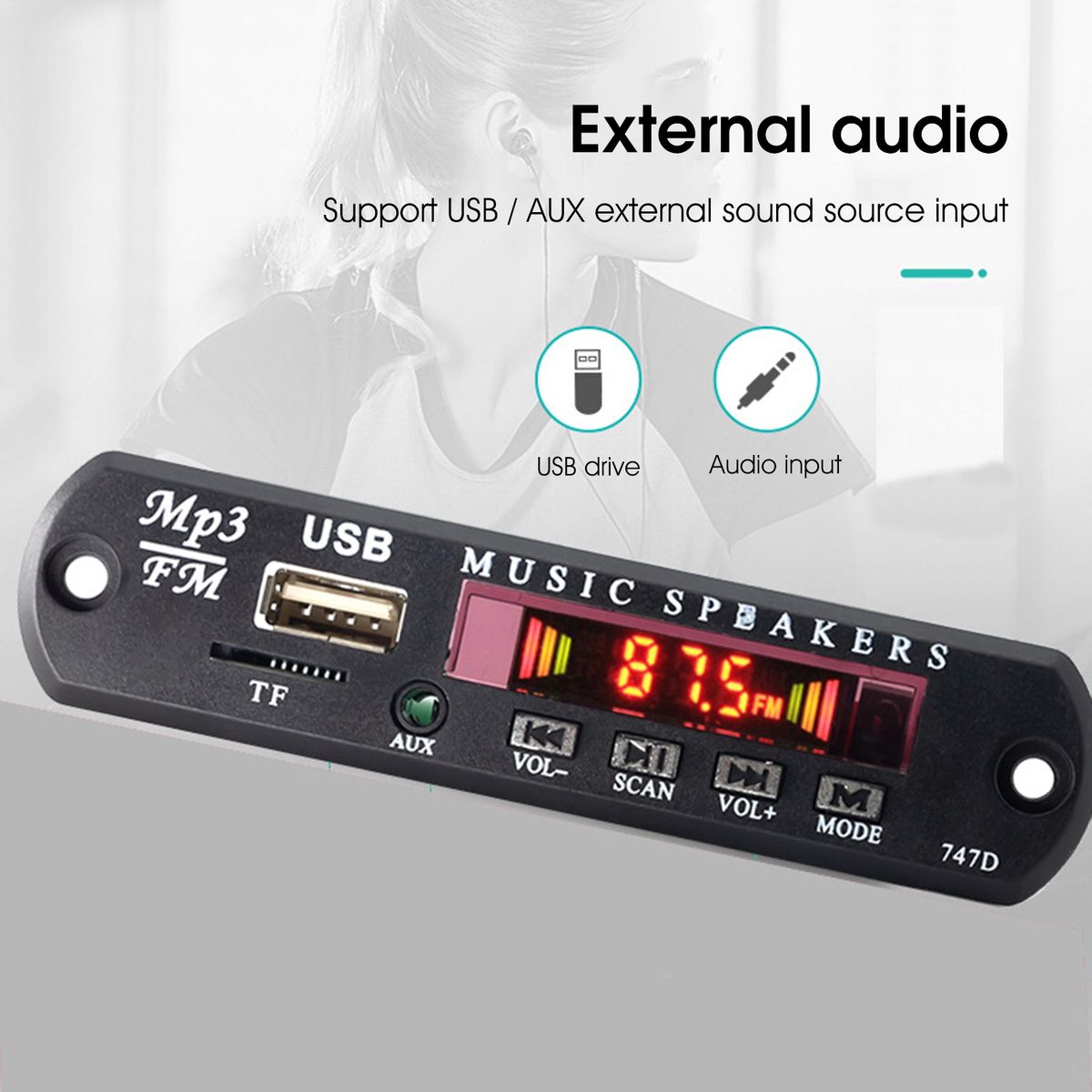 MP3 Decoder Board   LCD Display Bluetooth-compatible Black