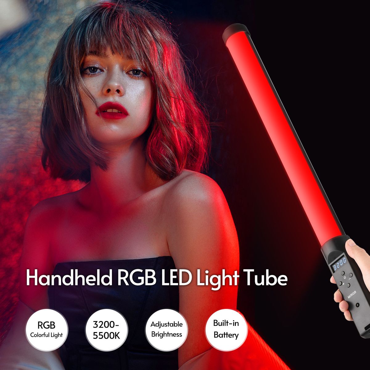 Handheld RGB Tube Light LED Video Light Colorful Lighting