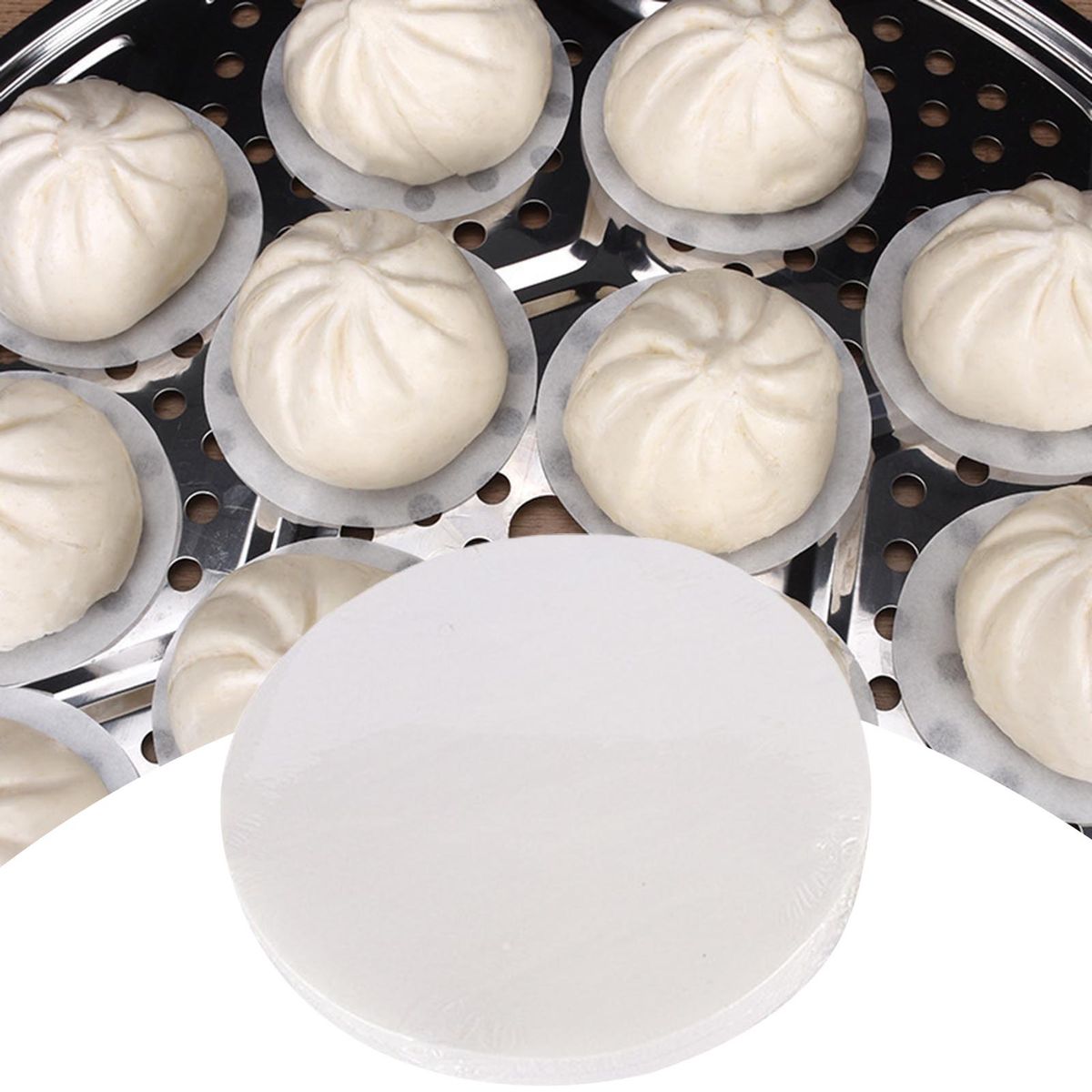 500Pcs Steamer Mat Food Grade Steamer Paper Round