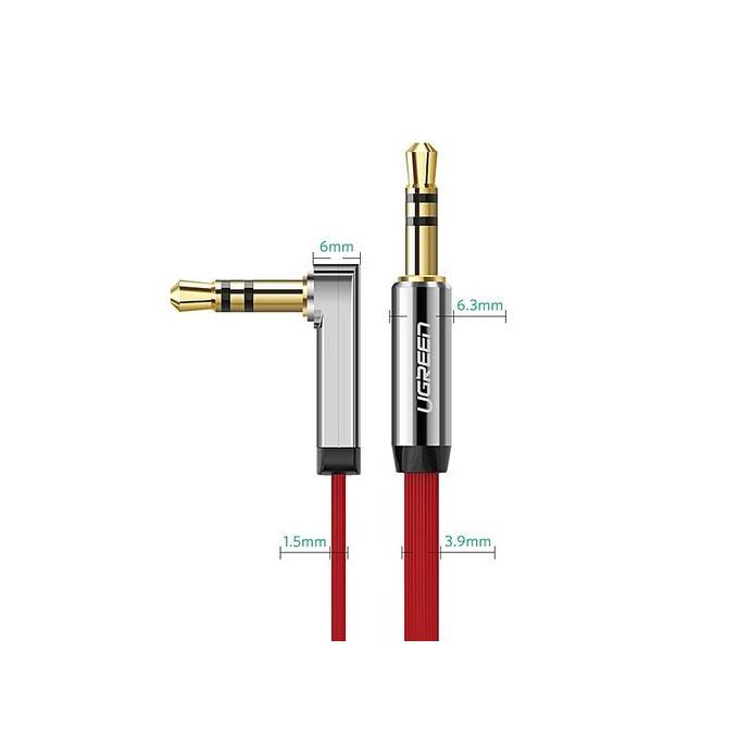 3 Meter 3.5mm Auxiliary Audio Jack To Jack Cable 90 Degree Right Angle For Apple IPhone, IPod, IPad, Samsung, Smartphones, Tablets And Speakers (Red) By HonTai
