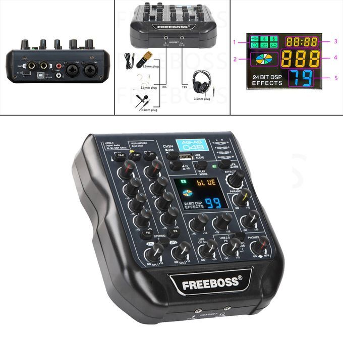 Audio Mixer 192KHz 48V DC Reverb US For Music Live Streaming Mobile