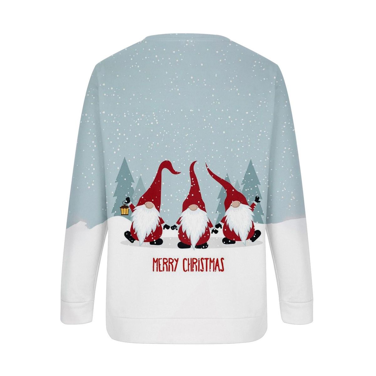 Women Long Sleeves Shirts Christmas Printing Round Neck Sweatshirt Cre