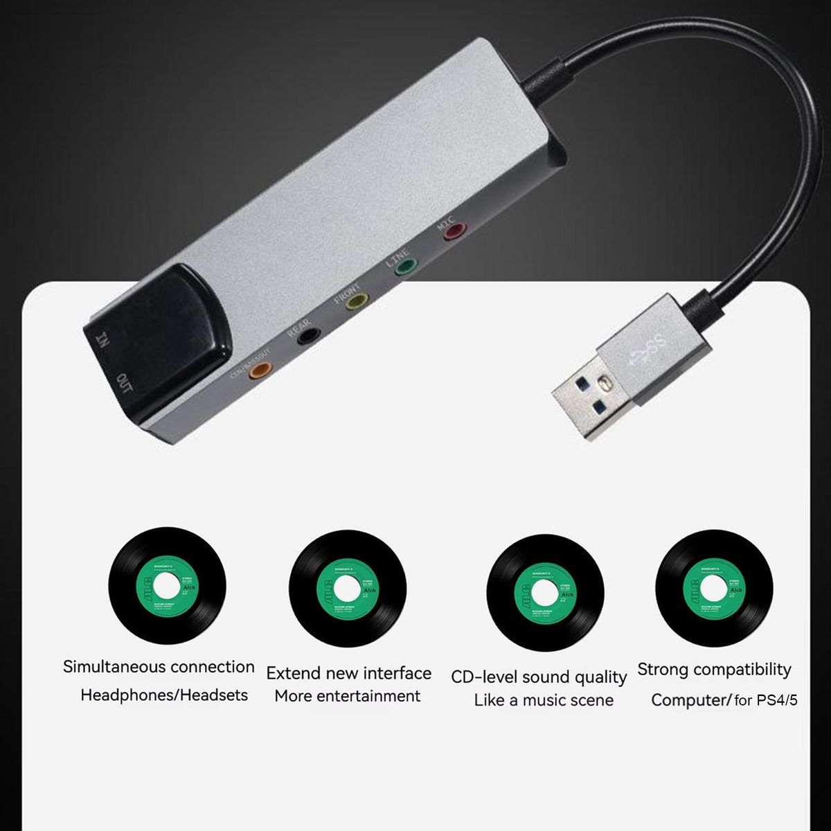 Usb Sound Card Audio Experience Usb Fiber Optic Sound Card Enhance Grey