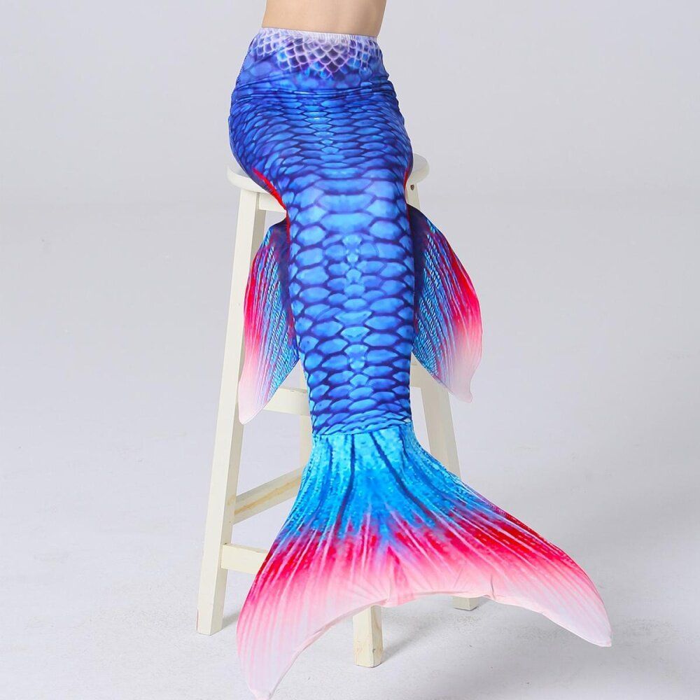 Fin Blue Mermaid Tail Monofin Swimmable Tail Kids Girls Women Swimming Costumes Pink L