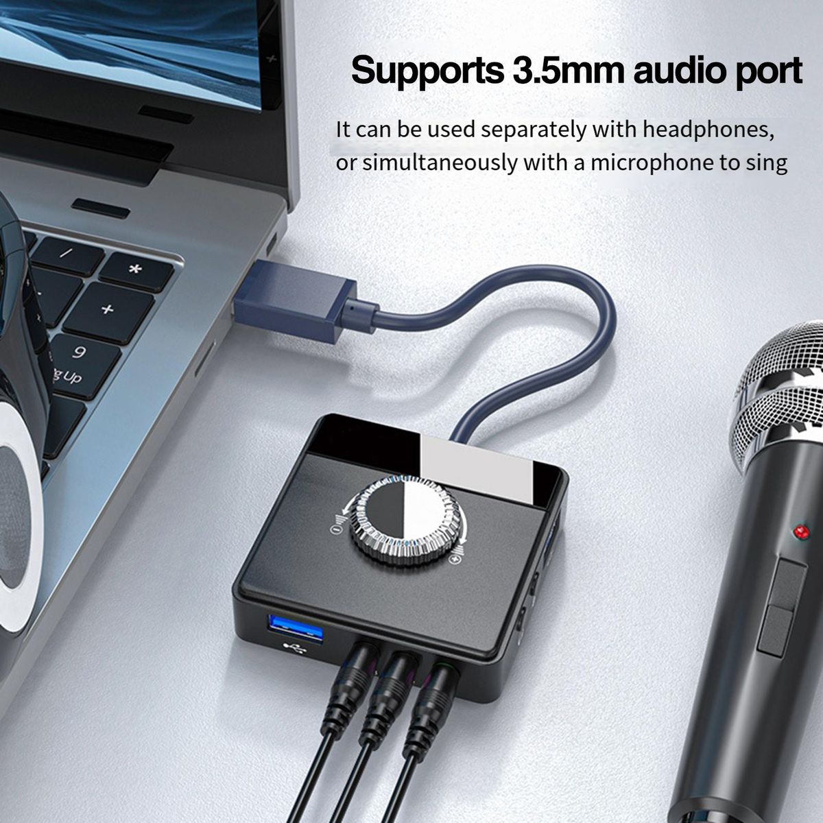 External Sound Card Audioboost Pro 3-in-1 Usb Sound Card Black