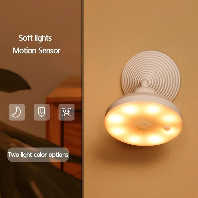 LED Night Light Motion Sensor Wireless USB Rechargeable Night Lamp For Kitchen Cabinet Wardrobe Hanging Magnetic Wall Lamp