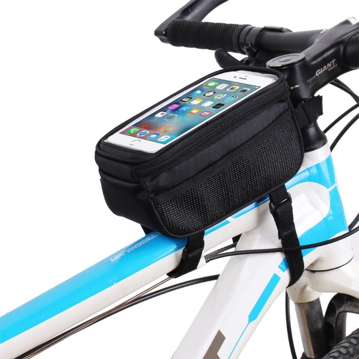 Bicycle Mobile Phone Pouch 5.7 Inch Touch Screen Top Frame Tube Storage Bag Cycling MTB Road Bike Bycicle Bags(#Red)
