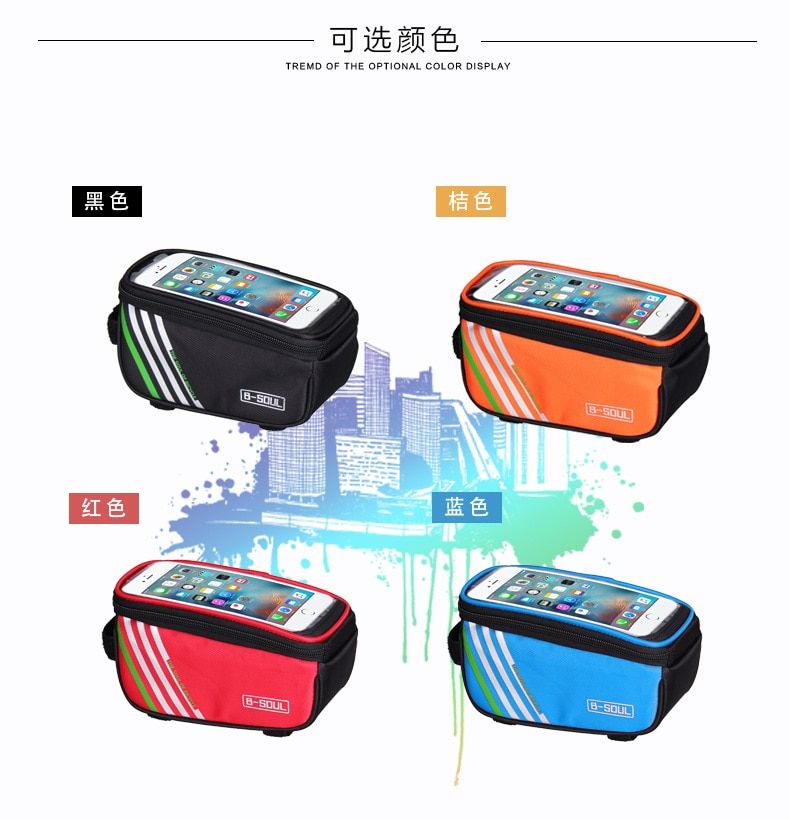 Bicycle Mobile Phone Pouch 5.7 Inch Touch Screen Top Frame Tube Storage Bag Cycling MTB Road Bike Bycicle Bags(#Red)