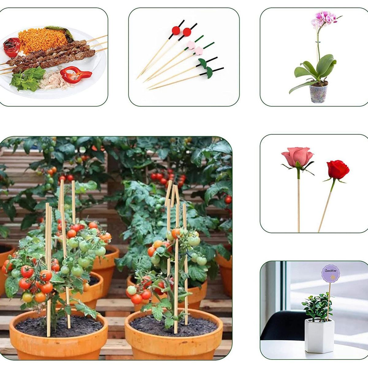50Pcs Garden Bamboo Sticks Garden Trellis Flowers Stands Wooden Color