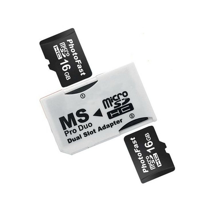 CR-5400 Dual Slot Micro SDHC(TF) To MS PRO Duo Adapter