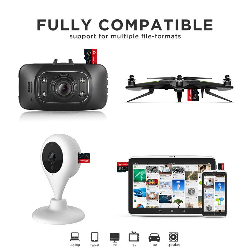 Extreme Pro High Speed 16GB 32GGB 64GB 128GB Class 10 TF Memory Card Flash Drive With Card Adapter For Smartphone Tablet Switch Speaker Car DVR GPS Camera 128GB