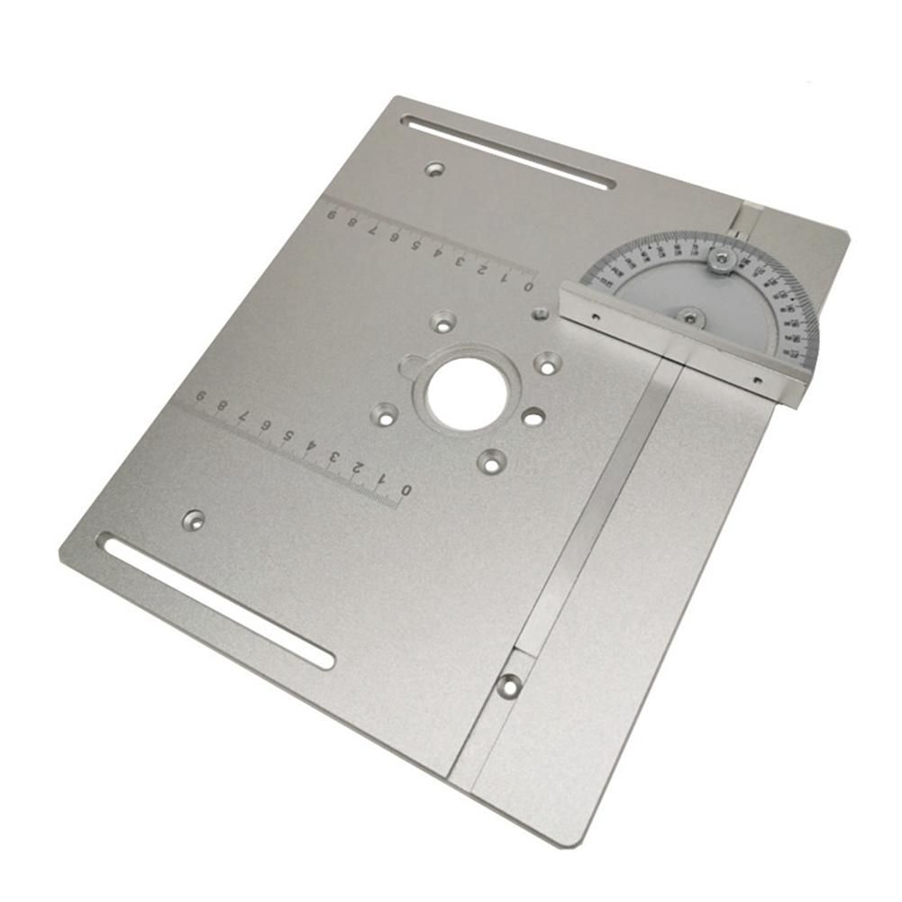 Router Table Insert Plate Miter Gauge for Woodworking Table Saw Multifunctional Trimmer Engraving Machine-Silver
