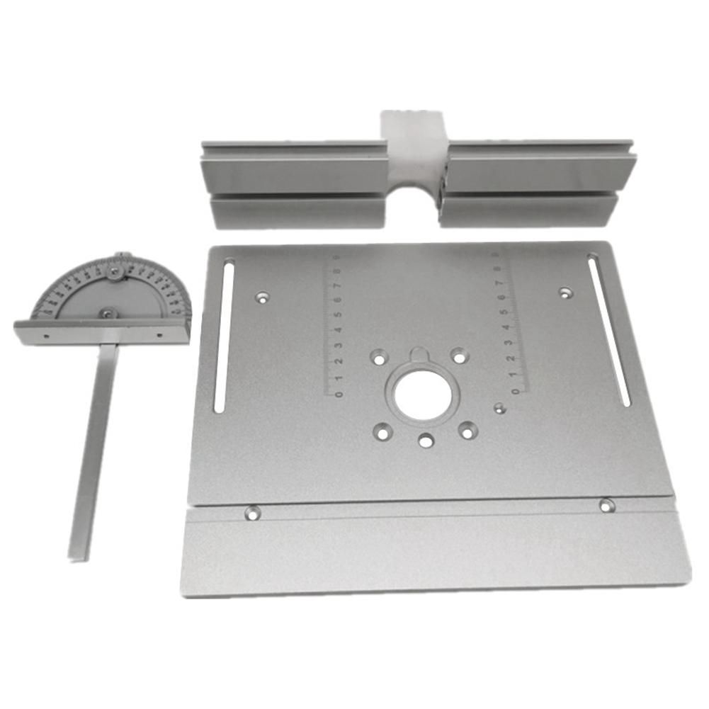 Router Table Insert Plate Miter Gauge for Woodworking Table Saw Multifunctional Trimmer Engraving Machine-Silver