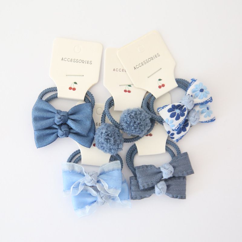 10pcs Kids Girls Hair Ties Bows Elastic Rubber Band
