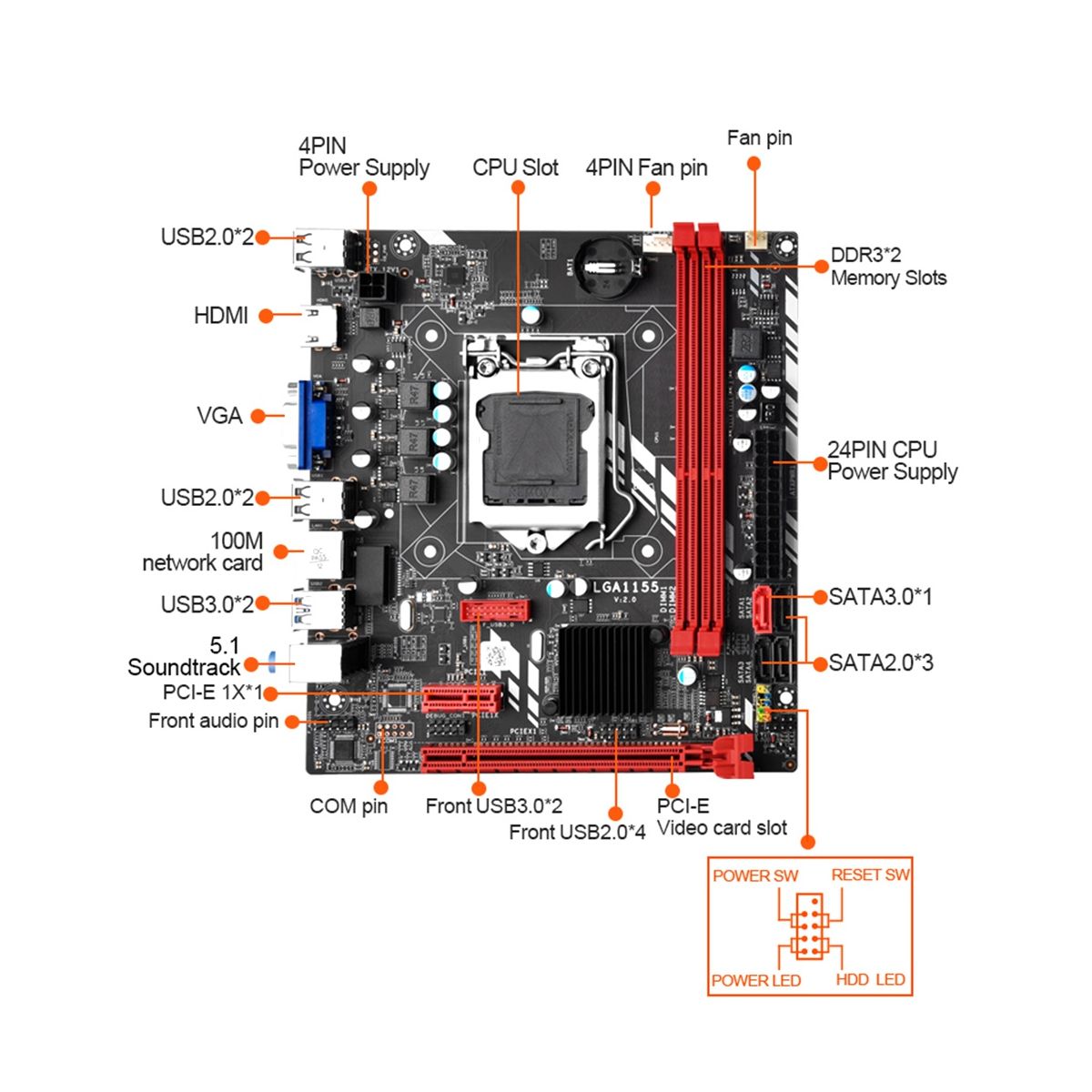 B75M Desktop Motherboard LGA 1155 for I3 I5 I7 CPU 3XUSB 3