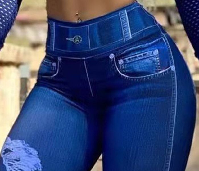 {MijaGrace} Women's High Waist Digital Print Stretch LEGGINGS Pants-Blue-S-5XL