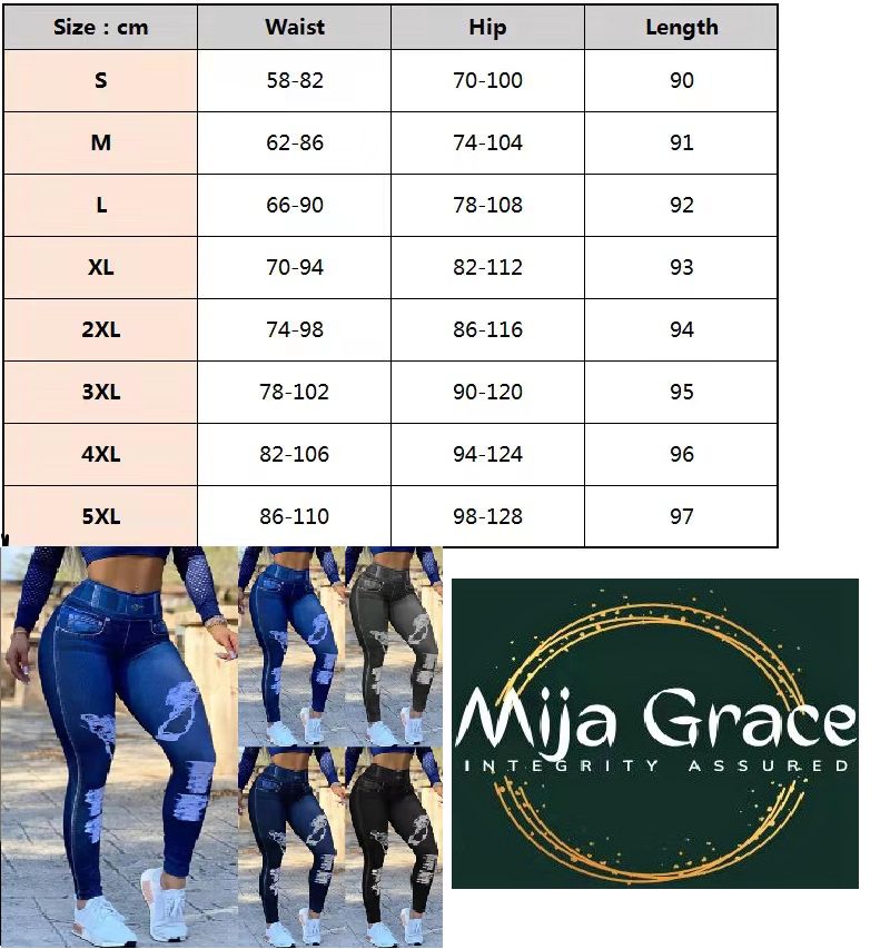 {MijaGrace} Women's High Waist Digital Print Stretch LEGGINGS Pants-Blue-S-5XL