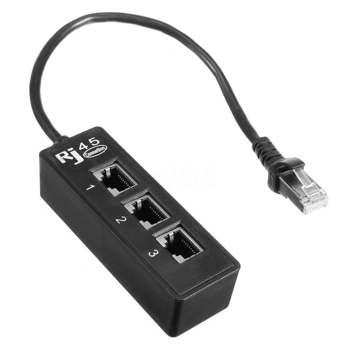 RJ45 Male to 3 RJ45 Female Port Network Extender Cable Splitter LAN Ethernet
