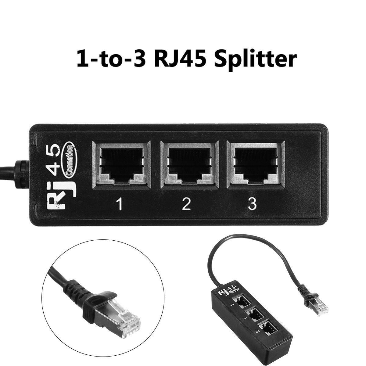 RJ45 Male to 3 RJ45 Female Port Network Extender Cable Splitter LAN Ethernet