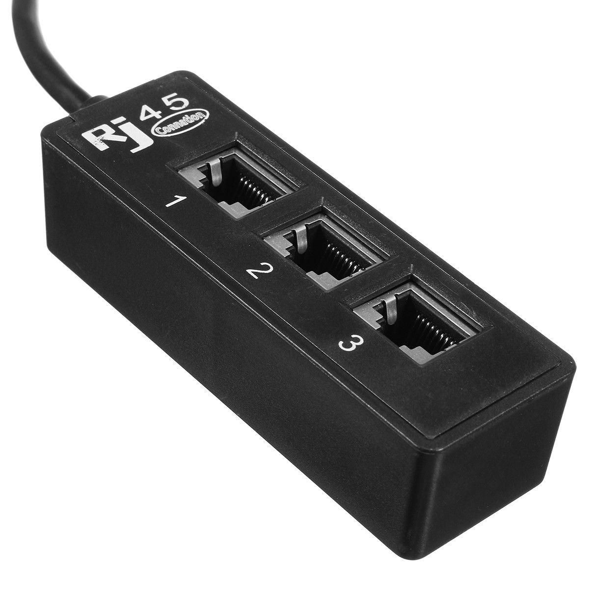 RJ45 Male to 3 RJ45 Female Port Network Extender Cable Splitter LAN Ethernet