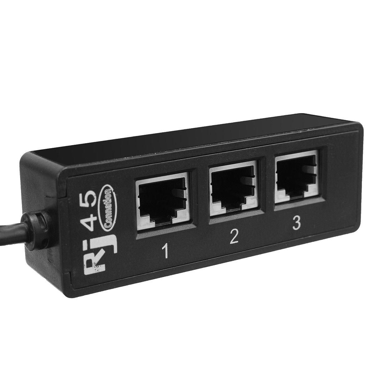 RJ45 Male to 3 RJ45 Female Port Network Extender Cable Splitter LAN Ethernet