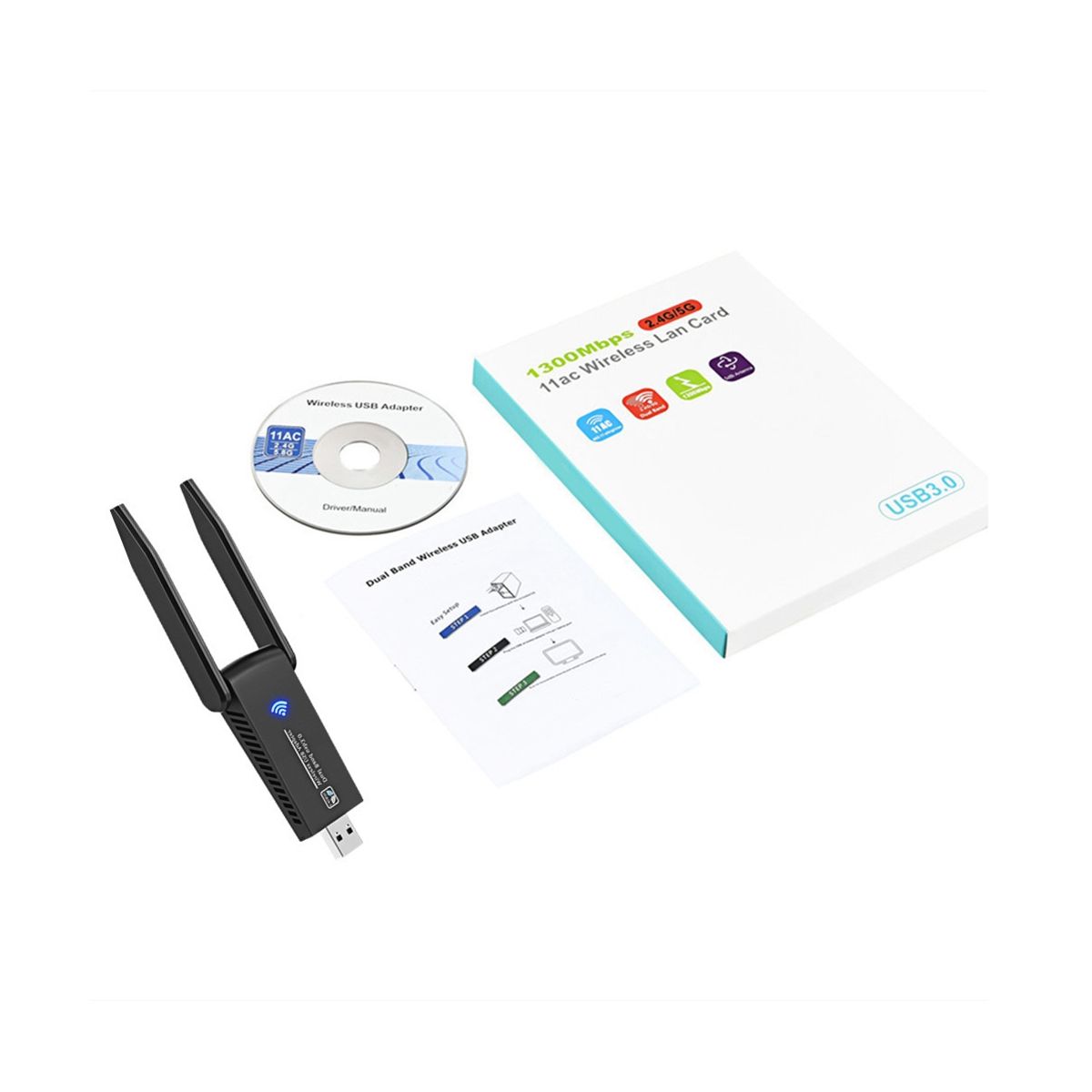 WiFi Wireless Network Card USB 3.0 1300M Adapter AC1300