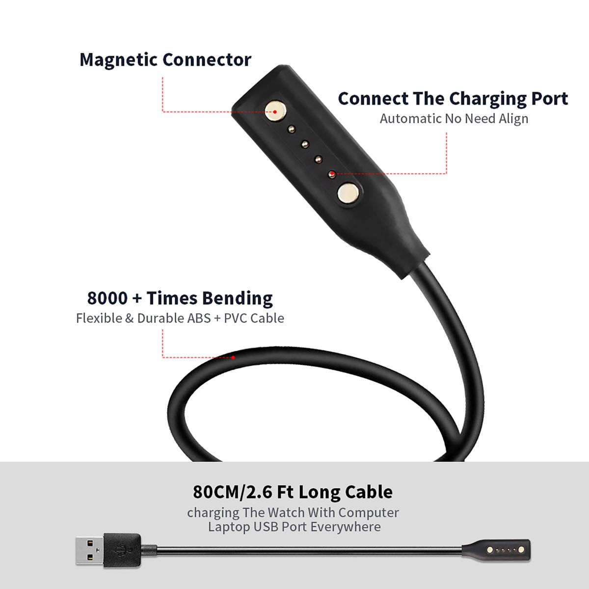 Smart Glasses Charger Adapter Charging Cable Cord Wire For Frames Alto S M L Rondo Soprano Tenor Magnetic Portable Adapter