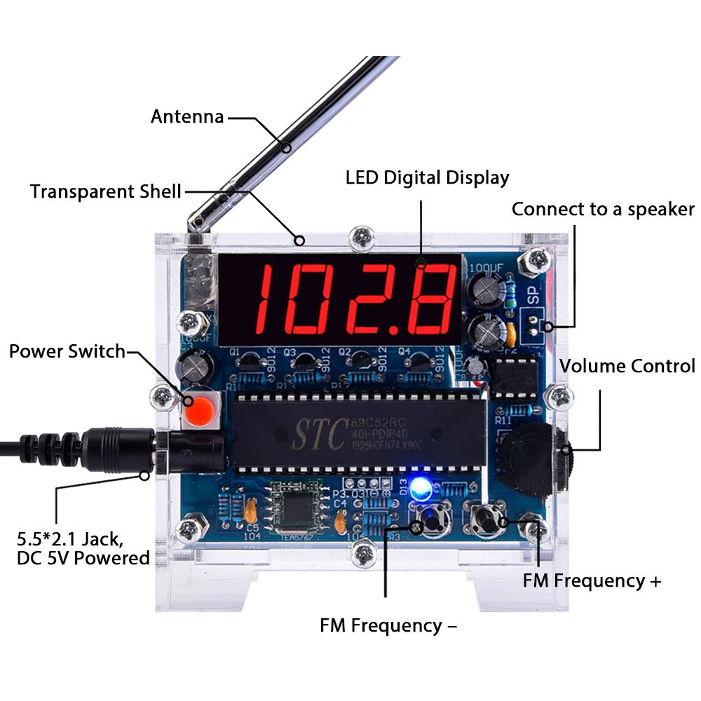 LED Digital FM Radio DIY Kit SCM FM Radio Module Soldering