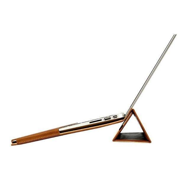 JISON CASE Multifunctional Leather Bag Kickstand Case For Macbook Air 13.3 Inch Brown
