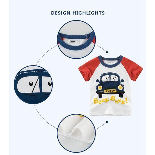100% Cotton Kid Fashion Forklift Print Short Sleeve T-Shirts