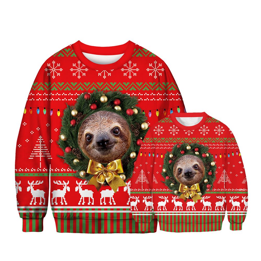 Parent Child Sloth Collar Long Sleeve Sweater---ParentBFT039-TWYA005