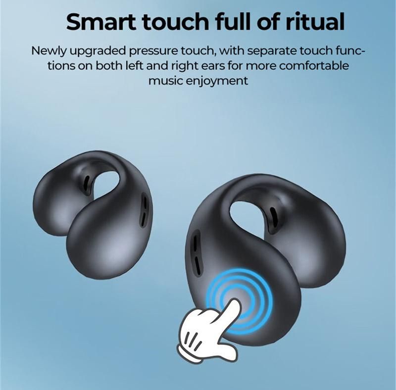 Clip-on Black Wireless Headphones Bone Conduction Headphones